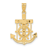 14k Two-tone Diamond-cut Mariner's Crucifix Pendant-C3714