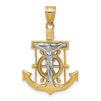 14k Two-tone Diamond-cut Mariner's Crucifix Pendant-C3714