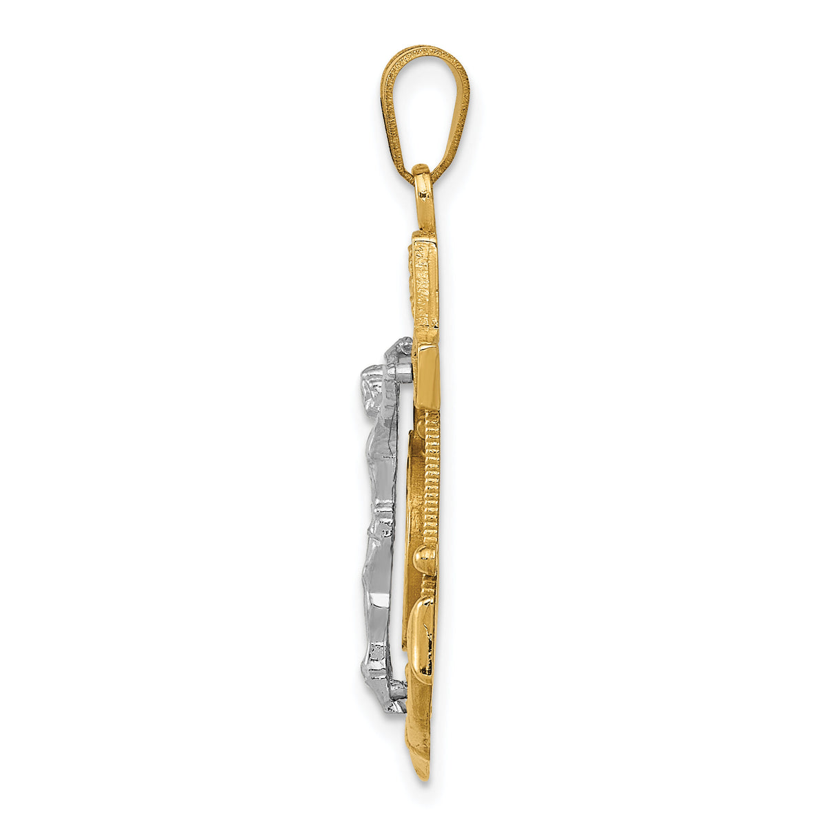 14k Two-tone Diamond-cut Mariner's Crucifix Pendant-C3715