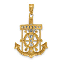 14k Two-tone Diamond-cut Mariner's Crucifix Pendant-C3715