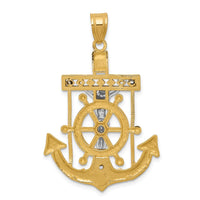 14k Two-tone Diamond-cut Mariner's Cross Pendant-C3716