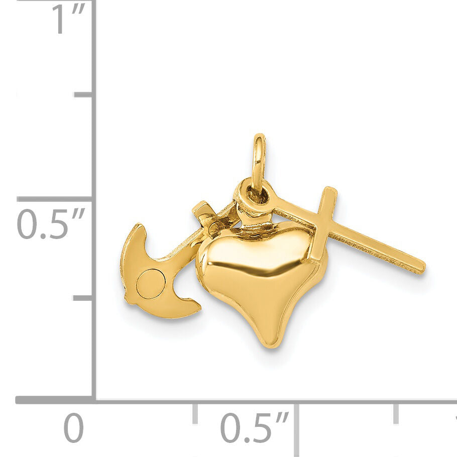 14K 3D Faith, Hope And Charity Charm-C3732