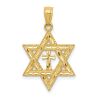 14k Diamond-cut Star of David w/Cross Pendant-C3740