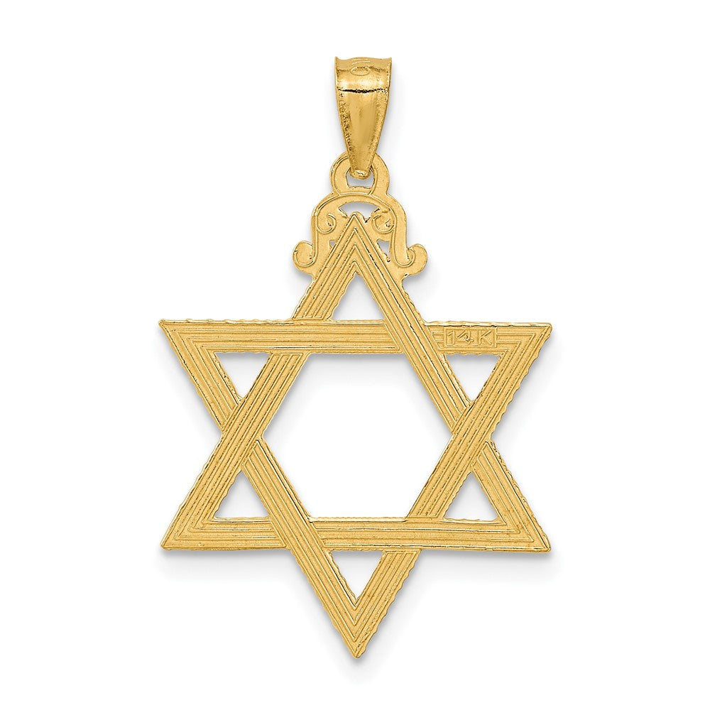 14k Diamond-cut Star of David Pendant-C3741