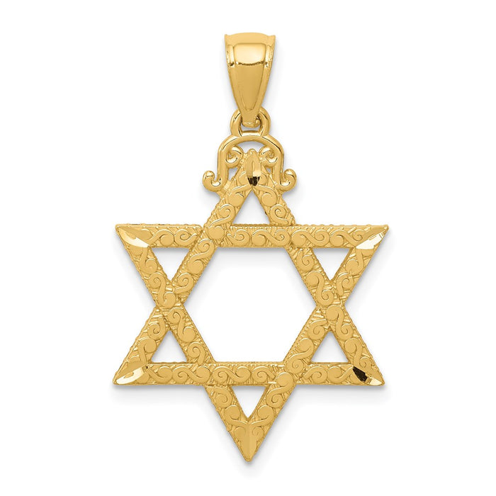 14k Diamond-cut Star of David Pendant-C3741
