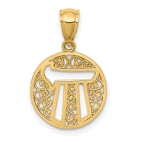 14k Filigree Circle Chai Pendant-C3742