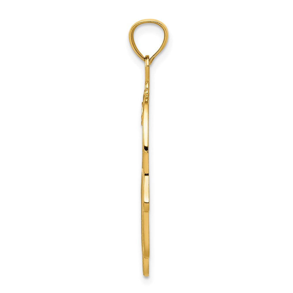 14k Diamond-cut Filigree Chamseh Pendant-C3743