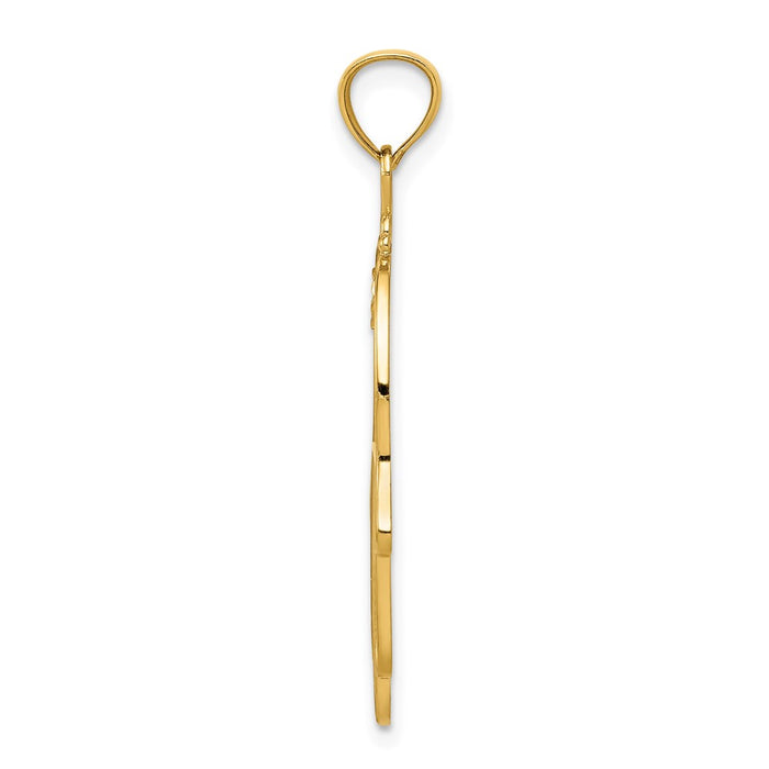 14k Diamond-cut Filigree Chamseh Pendant-C3743