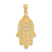 14k Diamond-cut Filigree Chamseh Pendant-C3743