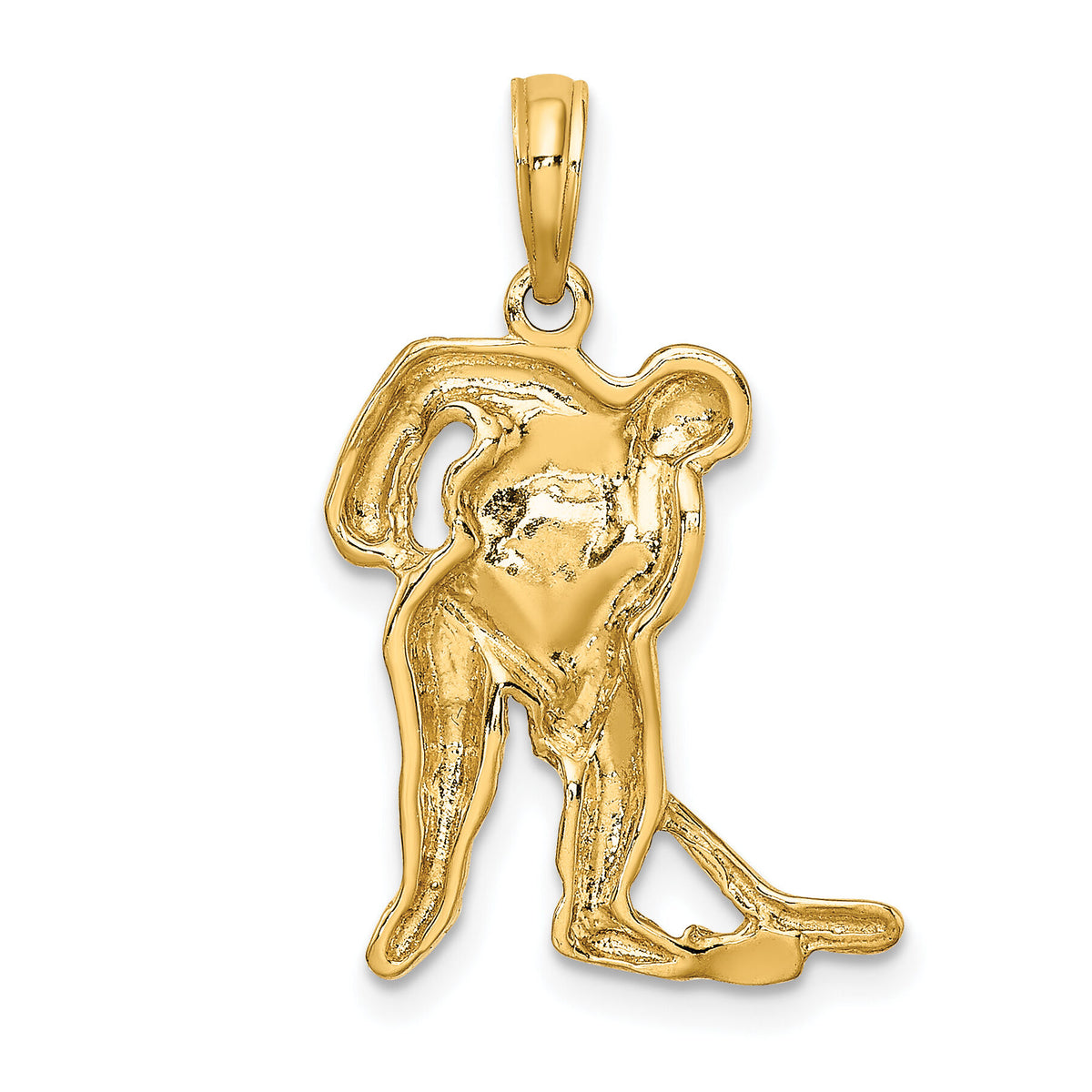 14k Hockey Player with Stick and Puck Charm-C3754