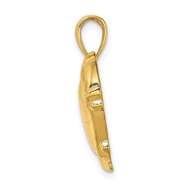 14k Soccer Shoe Kicking Ball Charm-C3763