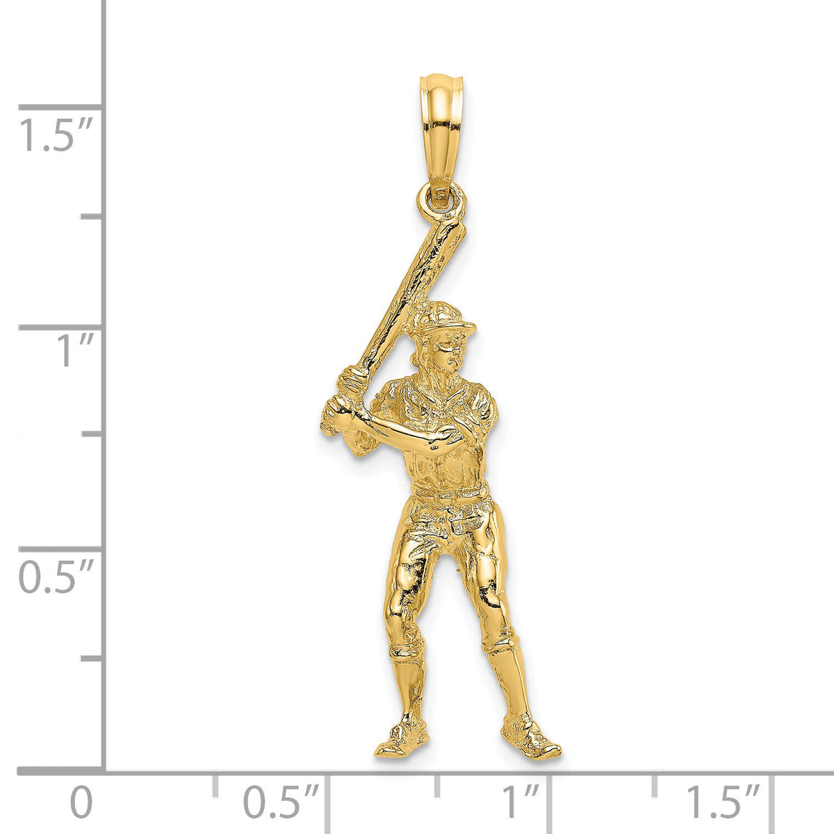 14k 3-D Baseball Player with Bat Charm-C3767