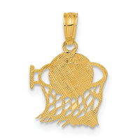 14k Basketball in Net Pendant-C3776