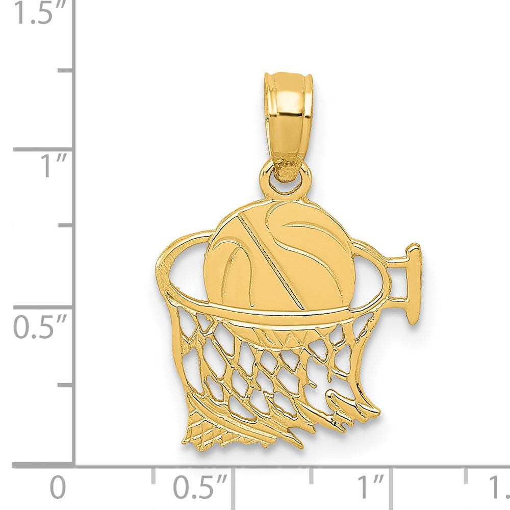 14k Basketball in Net Pendant-C3776