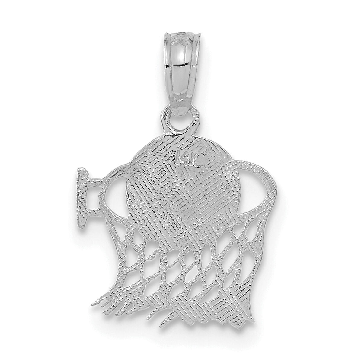 14K White Gold Basketball in Net Pendant-C3776W