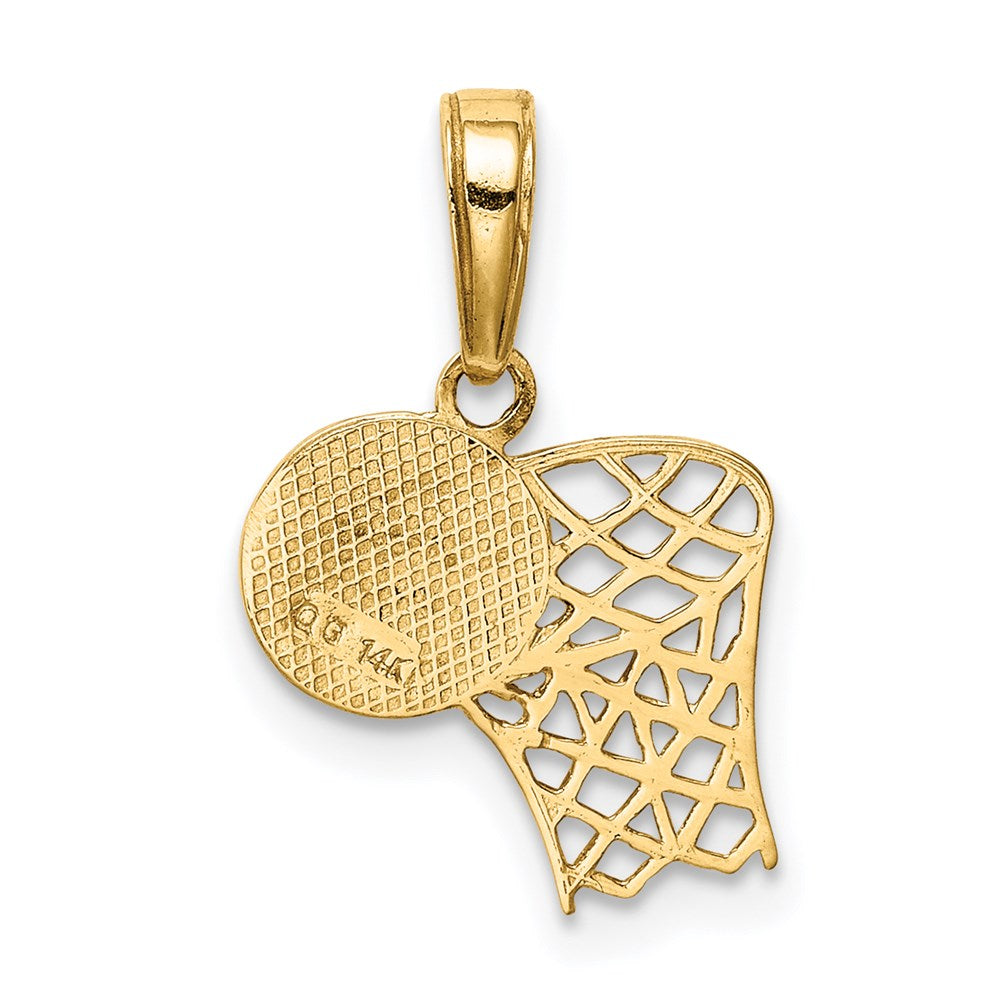 14k Basketball Hoop and Ball Pendant-C3777