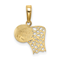 14k Basketball Hoop and Ball Pendant-C3777