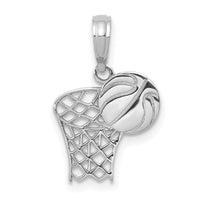 14K White Gold Basketball Hoop And Ball Pendant-C3777W