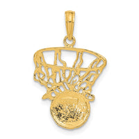 14k Swoosh Basketball and Net Pendant-C3780