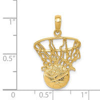 14k Swoosh Basketball and Net Pendant-C3780