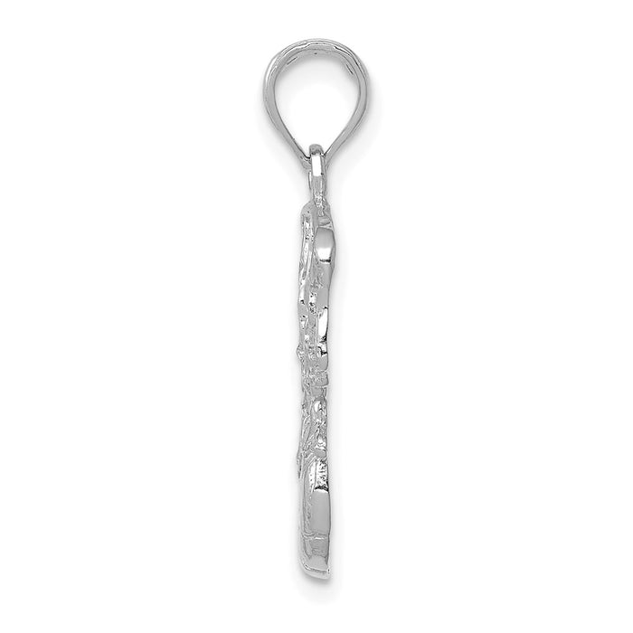 14K White Gold Swoosh Basketball and Net Pendant-C3780W