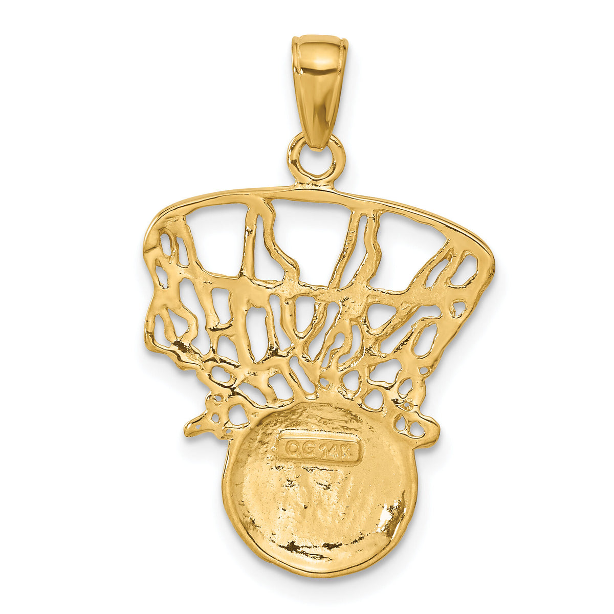 14k Swoosh Basketball and Net Pendant-C3781