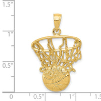 14k Swoosh Basketball and Net Pendant-C3781