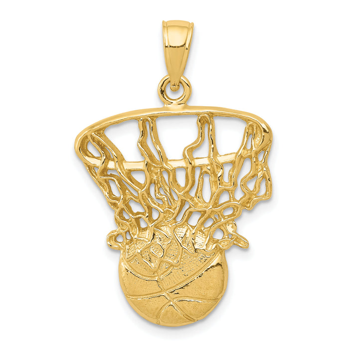14k Swoosh Basketball and Net Pendant-C3781