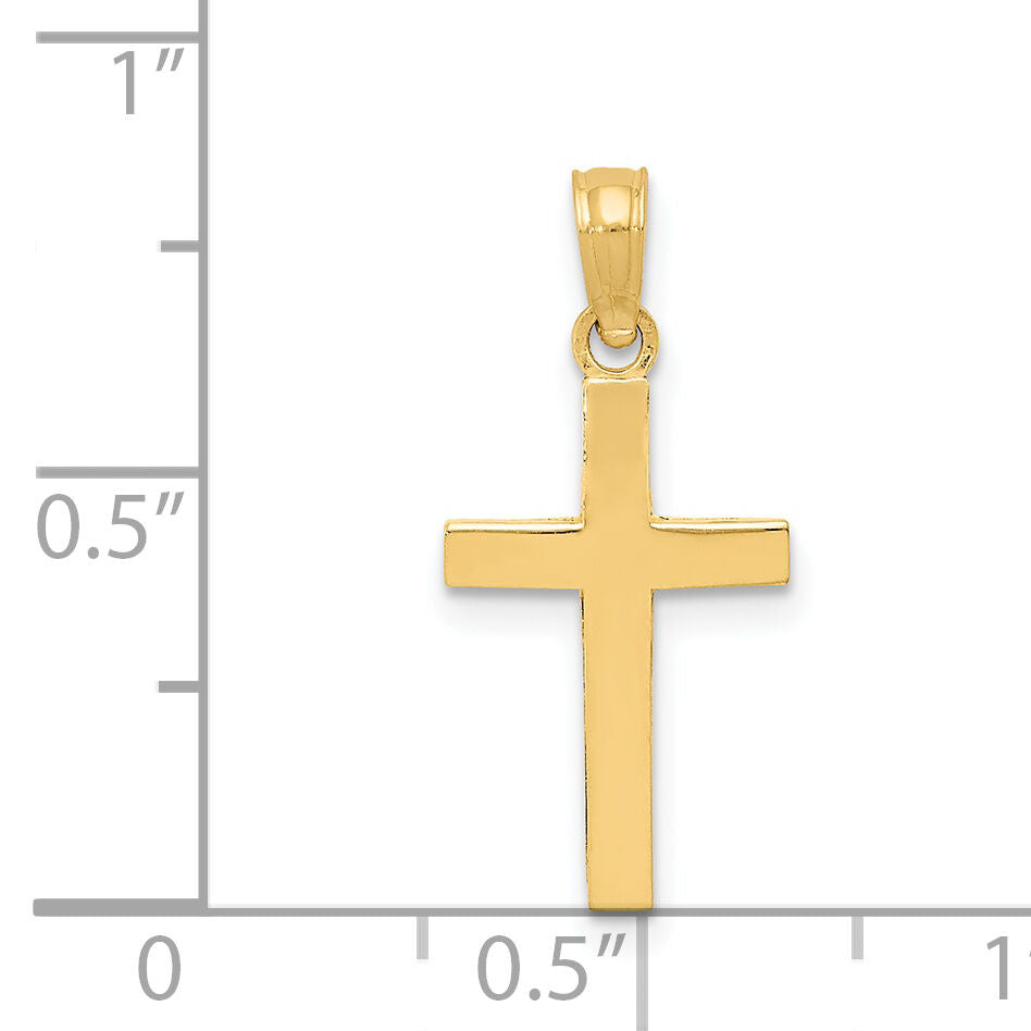 14k Beveled Cross Charm-C3785