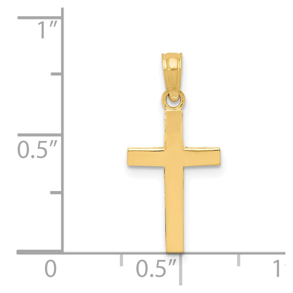 14k Beveled Cross Charm-C3785