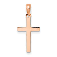 14k Rose Gold Beveled Cross Charm-C3785R