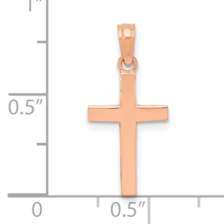 14k Rose Gold Beveled Cross Charm-C3785R
