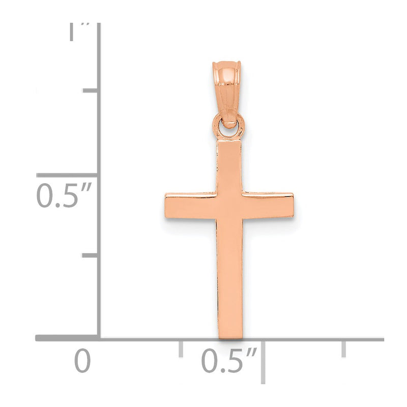 14k Rose Gold Beveled Cross Charm-C3785R