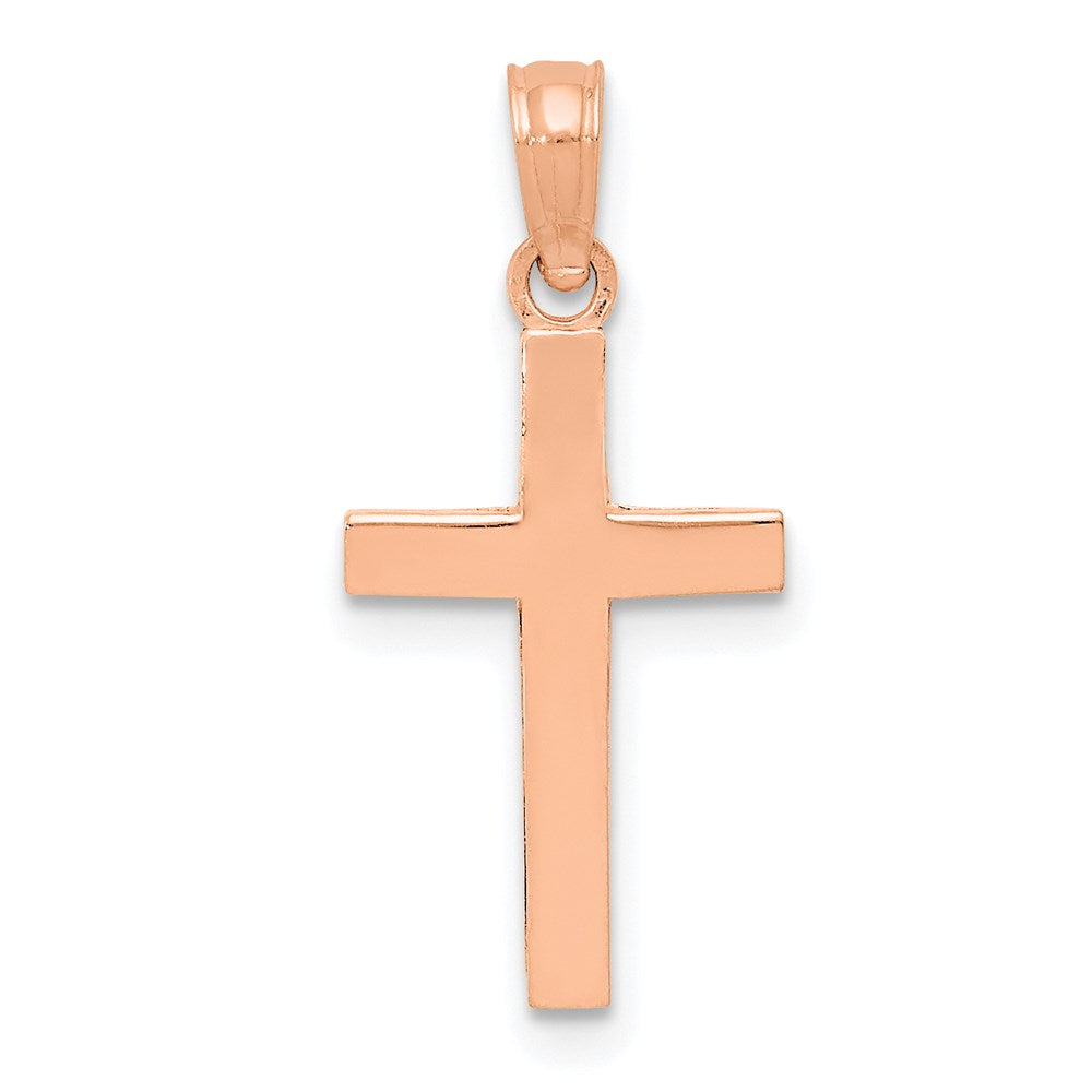 14k Rose Gold Beveled Cross Charm-C3785R