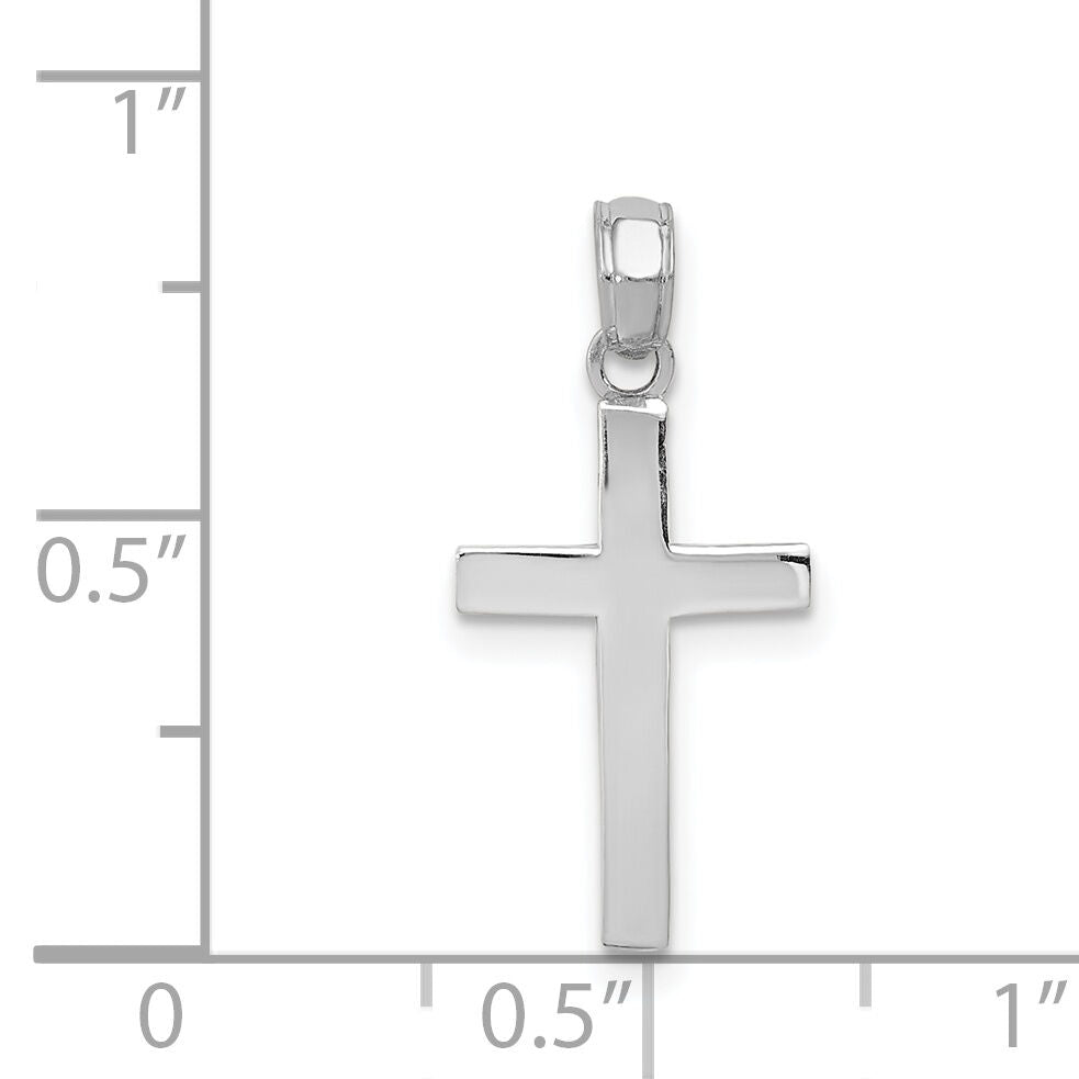 14k White Gold Beveled Cross Charm-C3785W