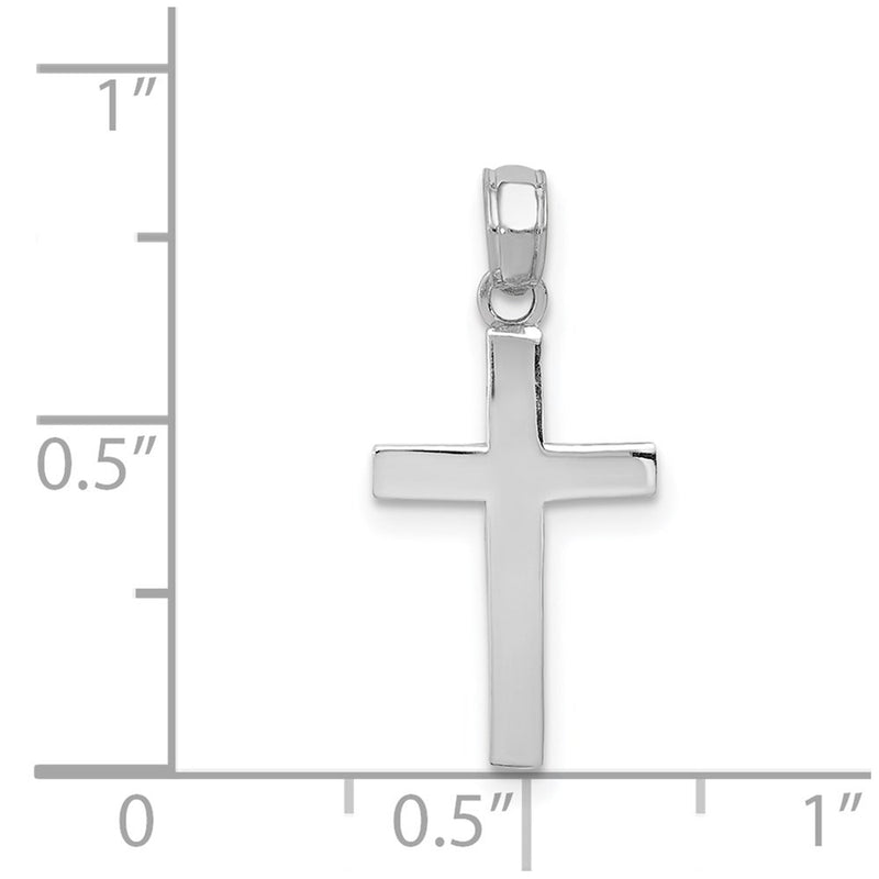 14k White Gold Beveled Cross Charm-C3785W