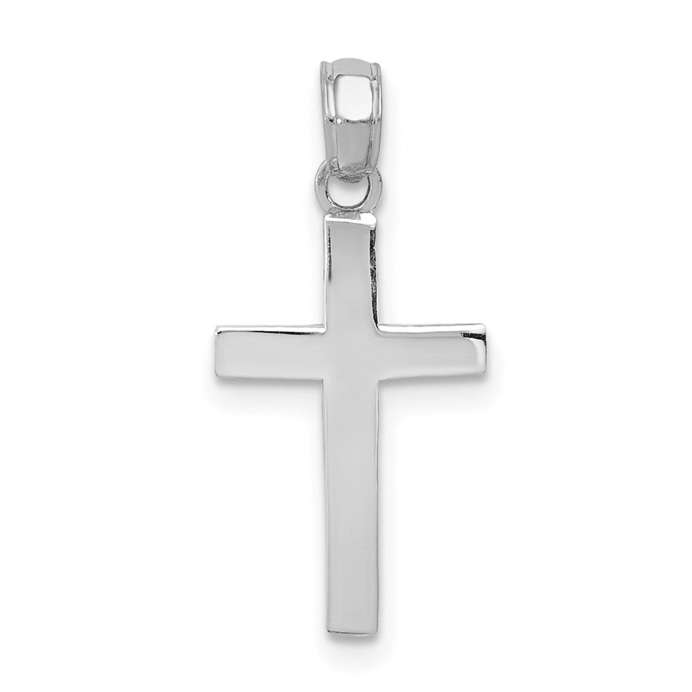 14k White Gold Beveled Cross Charm-C3785W