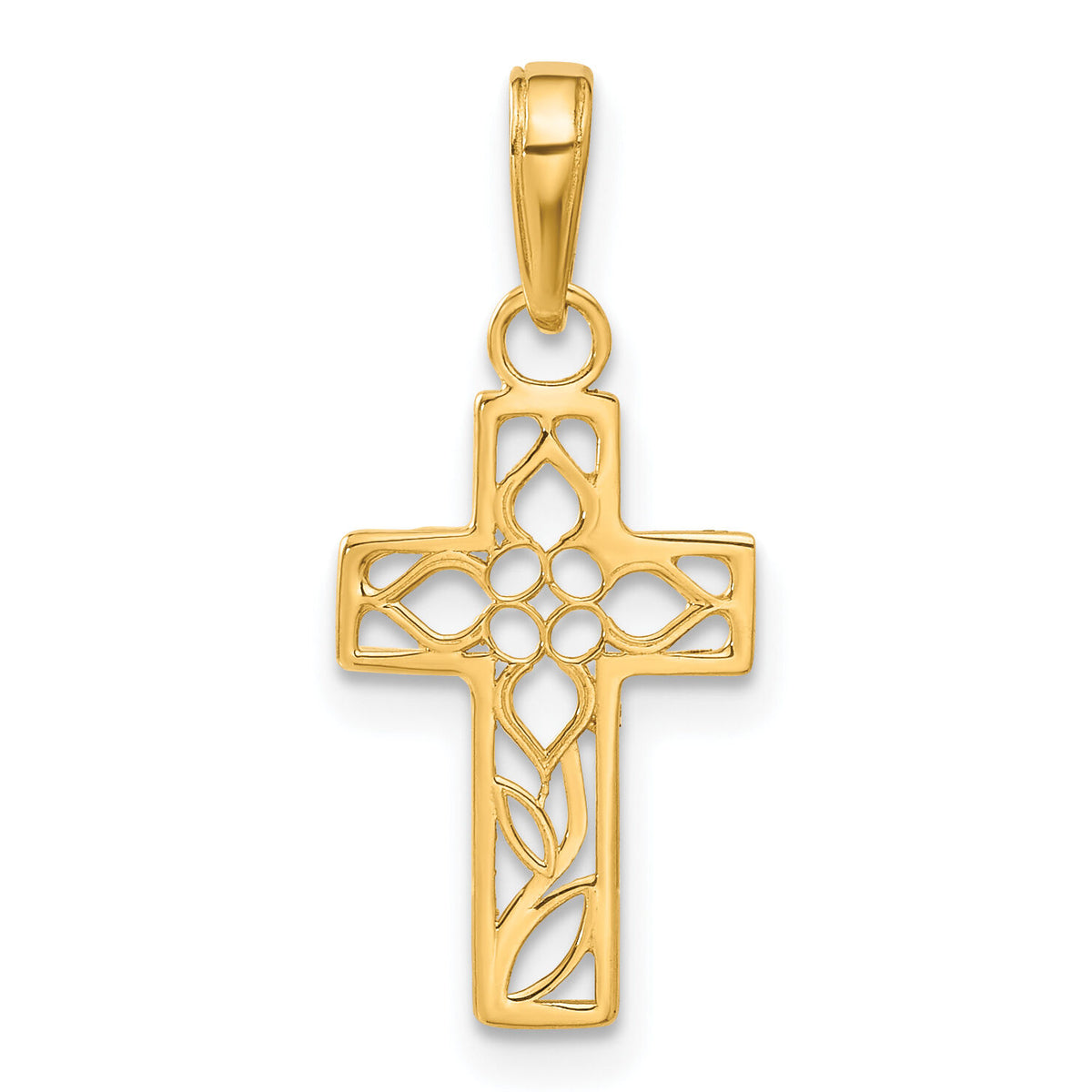14k Diamond-cut Filigree Cross Pendant-C3791