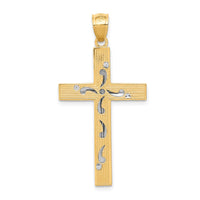 14k Two-Tone Diamond-cut Cross Pendant-C3796