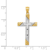 14k Two-Tone Diamond-cut Cross Pendant-C3796