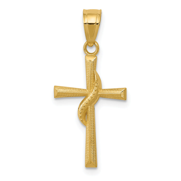 14k Polished Cross Pendant-C3813