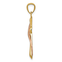 14K Two-Tone Polished Cross w/Drape Pendant-C3815