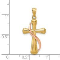 14K Two-Tone Polished Cross w/Drape Pendant-C3815