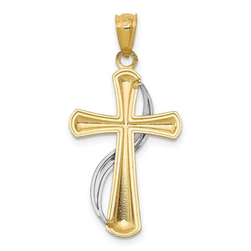 14K Two-Tone Polished Cross w/Drape Pendant-C3816