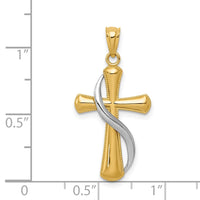 14K Two-Tone Polished Cross w/Drape Pendant-C3816