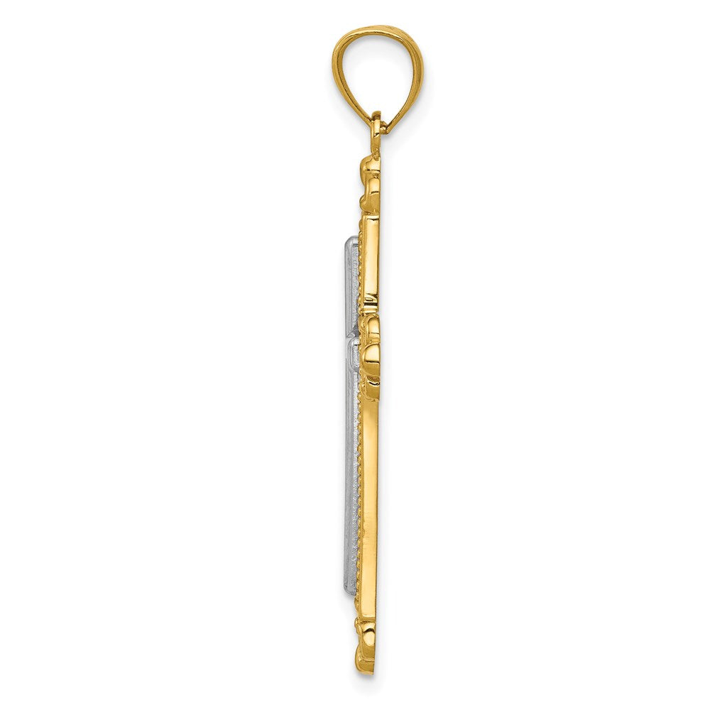 14k Two-tone Cross Pendant-C3822