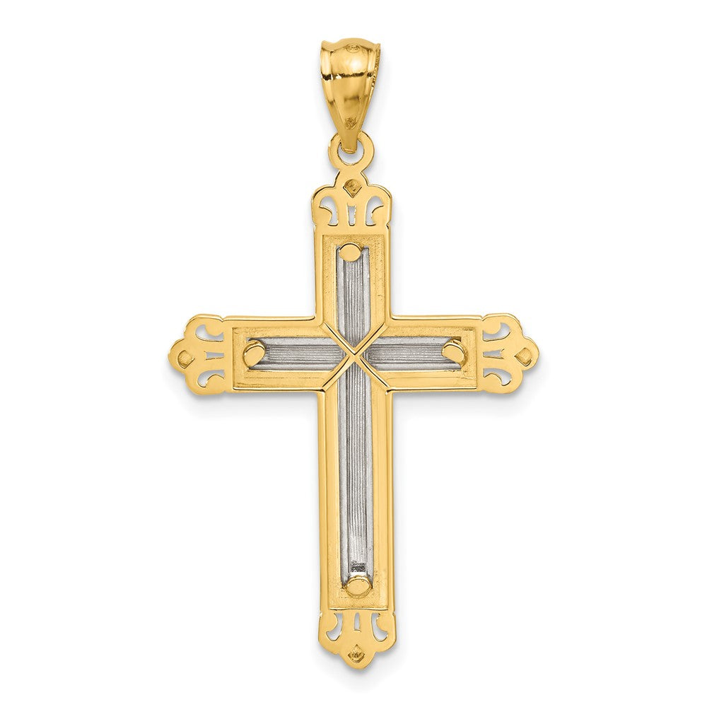 14k Two-tone Cross Pendant-C3822