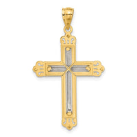 14k Two-tone Cross Pendant-C3822