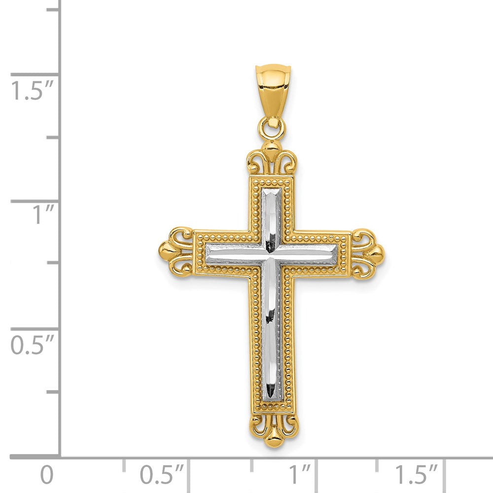 14k Two-tone Cross Pendant-C3822