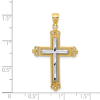 14k Two-tone Cross Pendant-C3822